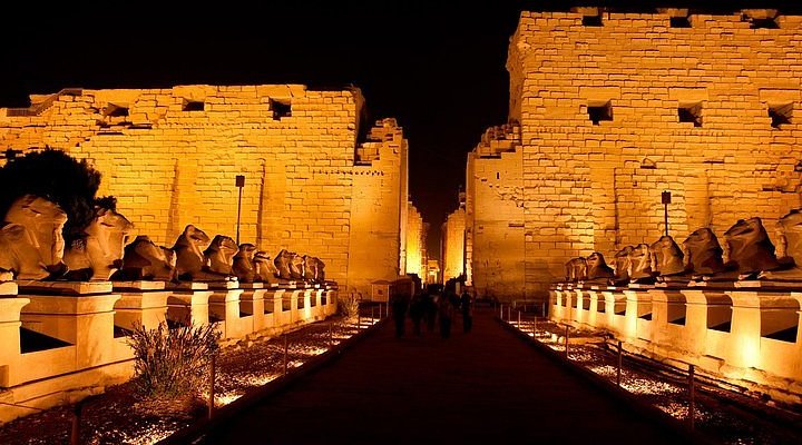Karnak temple Karnak Temple illuminated at night during Egypt tours from Luxor